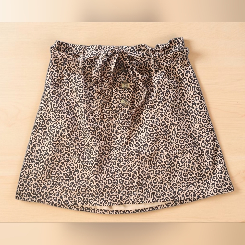American Eagle Leopard Print Belted Paperbag Mini Skirt, Festival, Women's Small